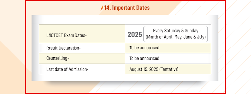 LNCTCET Schedule 2025