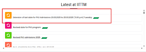 IITTM Gwalior PhD Admission Schedule