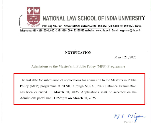 NLSIU Application Deadline