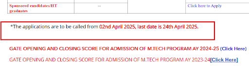 IIT Ropar MTech Admission Schedule