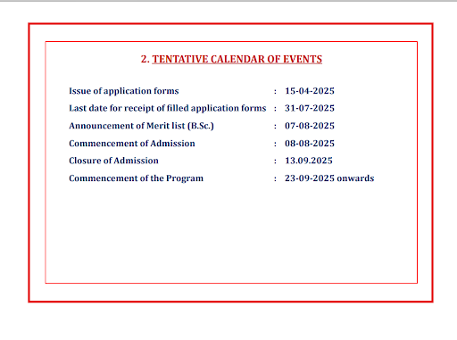 SDUAHER Admission Schedule