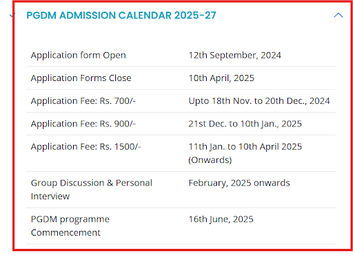 ISB&M PGDM Admission Schedule