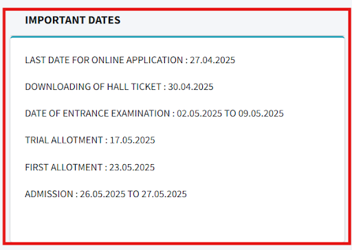 SSUS PG Admission Schedule