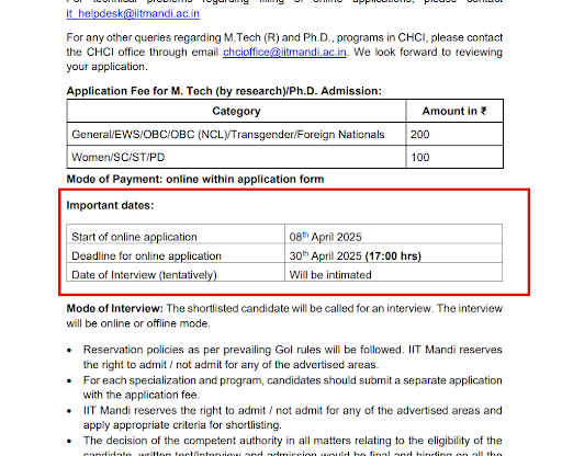 IIT Mandi MTech Admissions