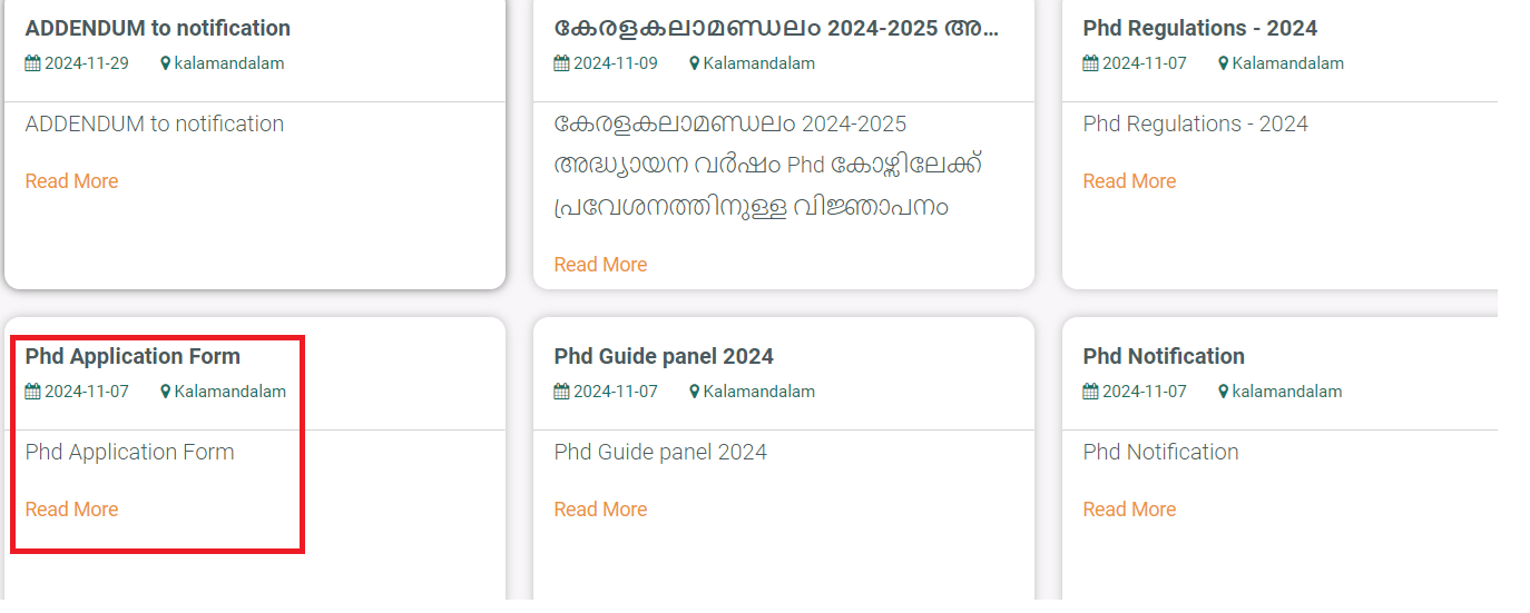 Kerala Kalamandalam Started Admission to Full-Time/ Part-Time Ph.D. Programs,