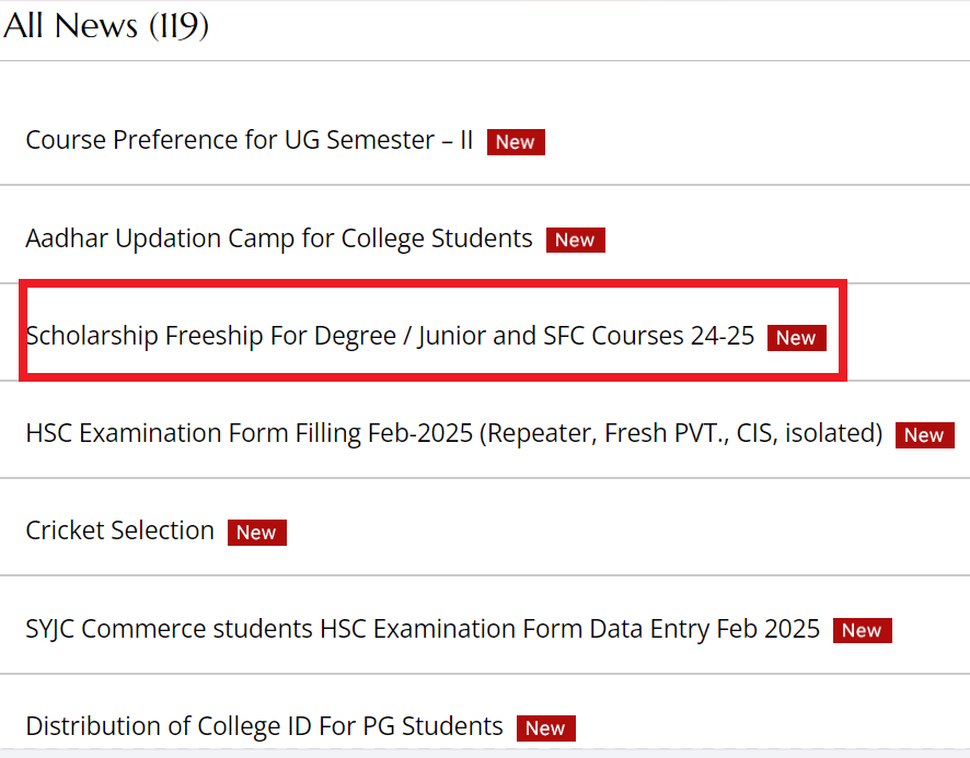 PTVA's Sathaye College Scholarship and Freeship For Degree / Junior and SFC Courses