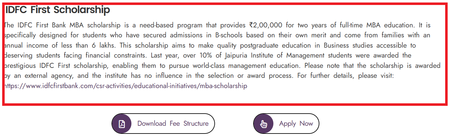 IDFC First Bank MBA Scholarship Application Started