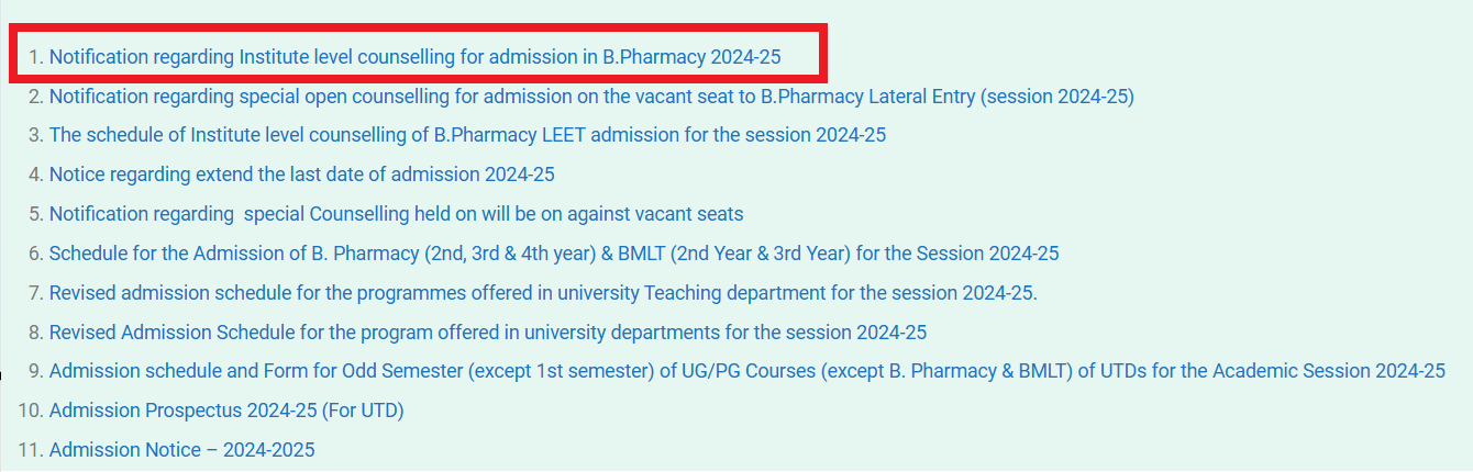 B.Pharmacy Admission at Chaudhary Bansi Lal University Started