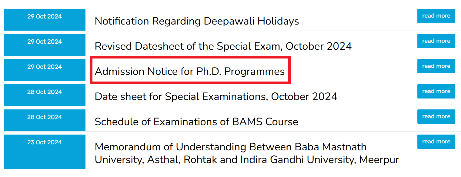 PhD Admission 2024-25 Started at Baba Mastnath University