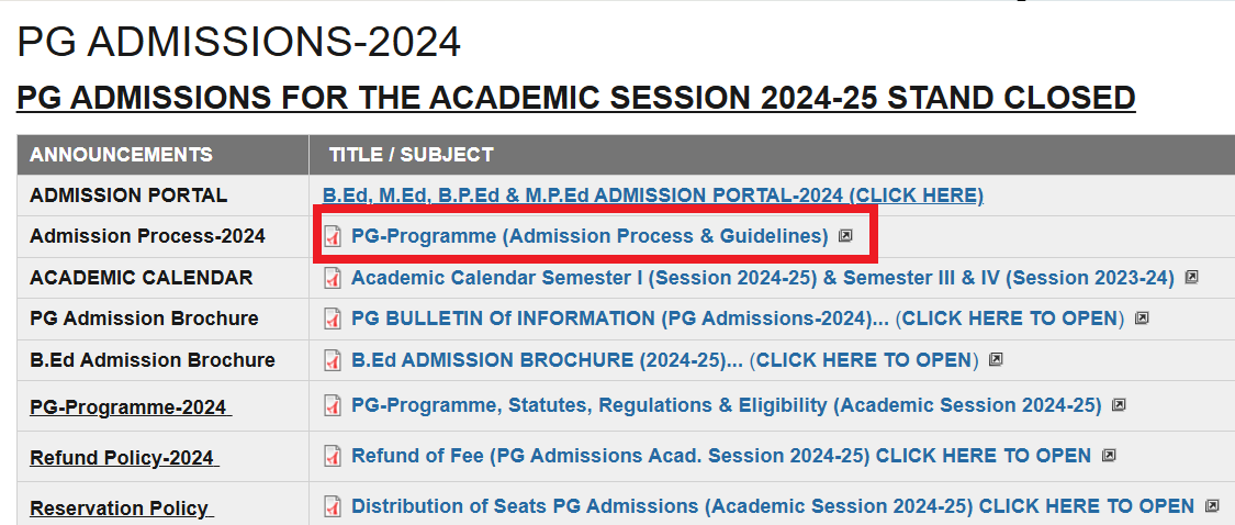 Jammu University Publishes Admission Process and Guidelines for PG Admission 2024-25