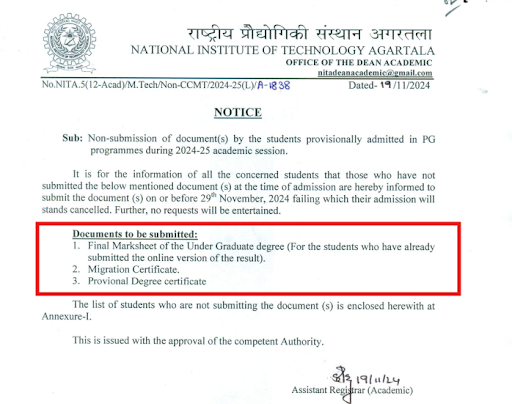NIT AGARTALA Notice