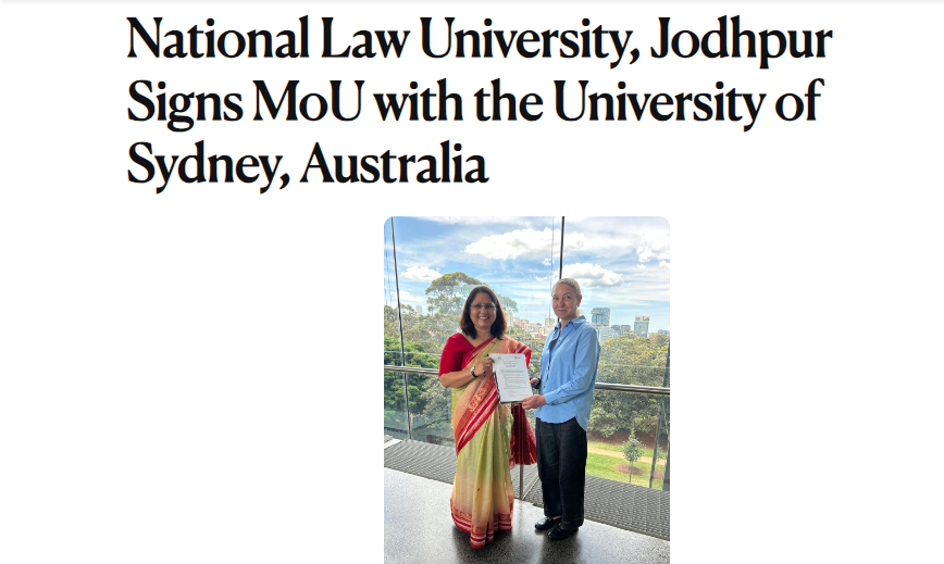 NLU Jodhpur Signs MoU with University of Sydney