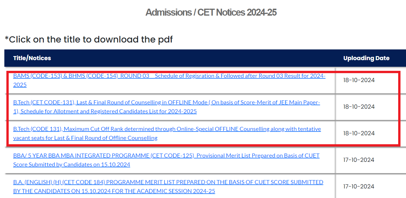 GGSIPU Updates on BAMS, BHMS, and B.Tech Counselling