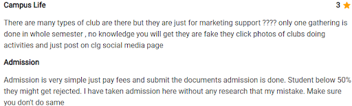 JG University Student Review