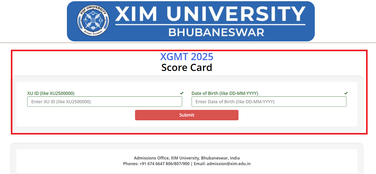 XIM XGTM Result 2025